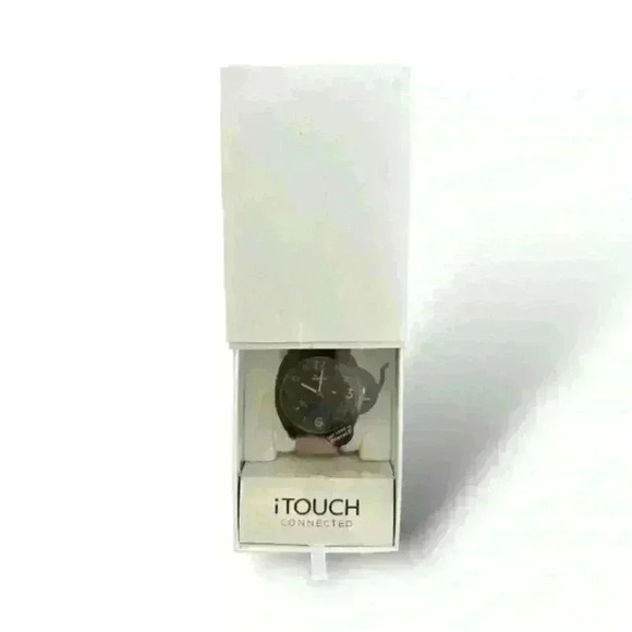 iTouch Connected Men: Black Case Brown Leather Strap Hybrid Smartwatch - Picture 3 of 7